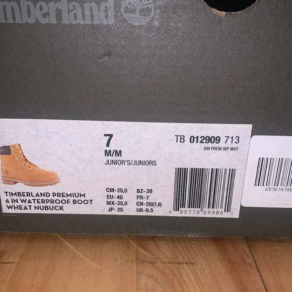 Timberland Youth 6-Inch Premium Waterproof Boot in Wheat Nubuck - Picture 8 of 8